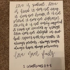 Love Never Fails canvas